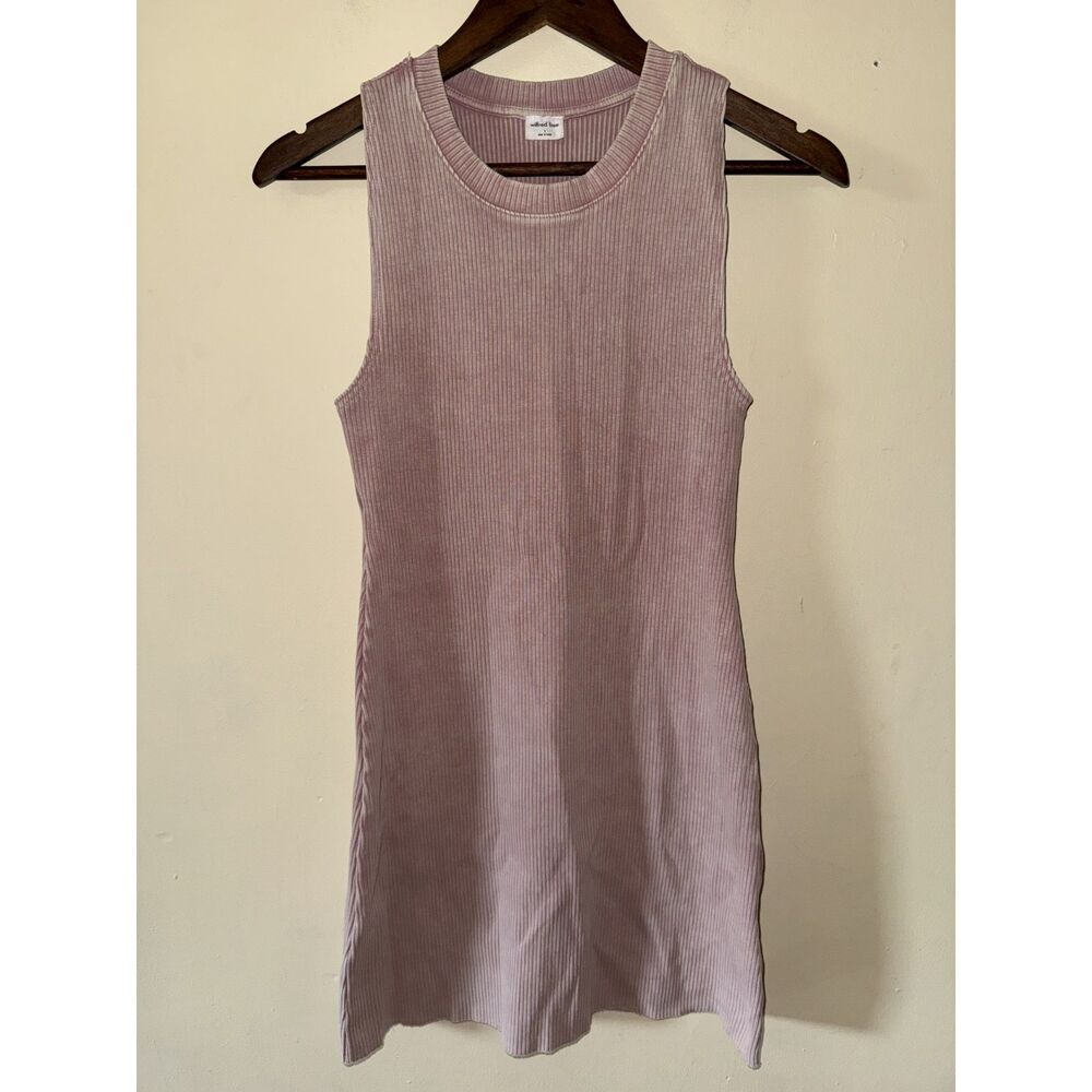 Aritzia Wilfred Free Ribbed Tank Mini Dress Size S Dusty Pink Acid Wash